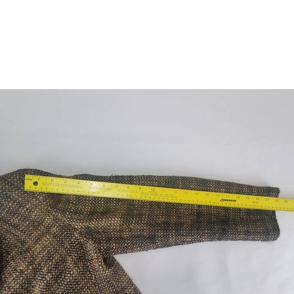 Vintage Womens Wool Blend Tweed Blazer Sz 10 Brown Black with Gold Shimmer Italy - Picture 14 of 14